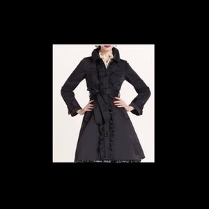 Kate Spade Melissa Ruffle Trench Coat / City Coat/ Jacket  in Black L (Large)